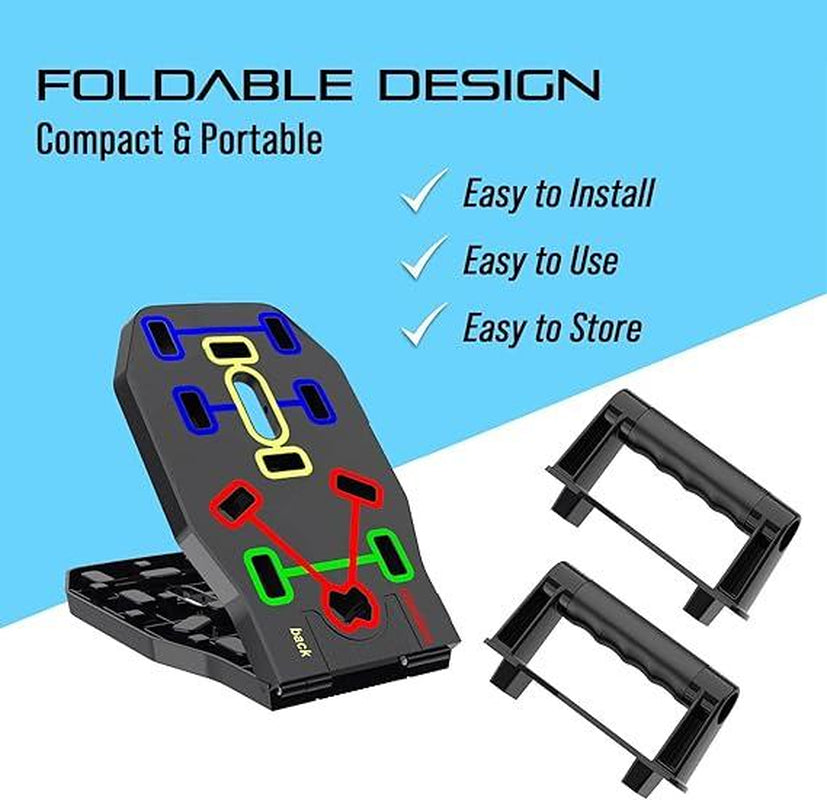 Push up Board, Portable Multi-Function Foldable 10 in 1 Push up Bar, Push up Handles for Floor,Professional Push up Strength Training Equipment Foldable Push