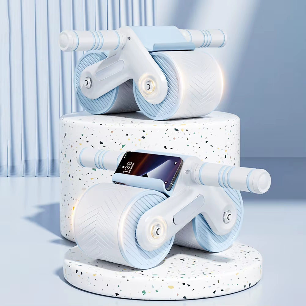 Abdominal Wheel Exerciser Dual Wheel Design Abdominal Trainer Automatic Rebound Anti-Slip Home Gym Fitness Equipment