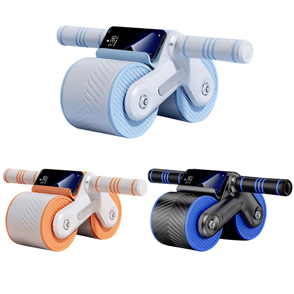Abdominal Wheel Exerciser Dual Wheel Design Abdominal Trainer Automatic Rebound Anti-Slip Home Gym Fitness Equipment