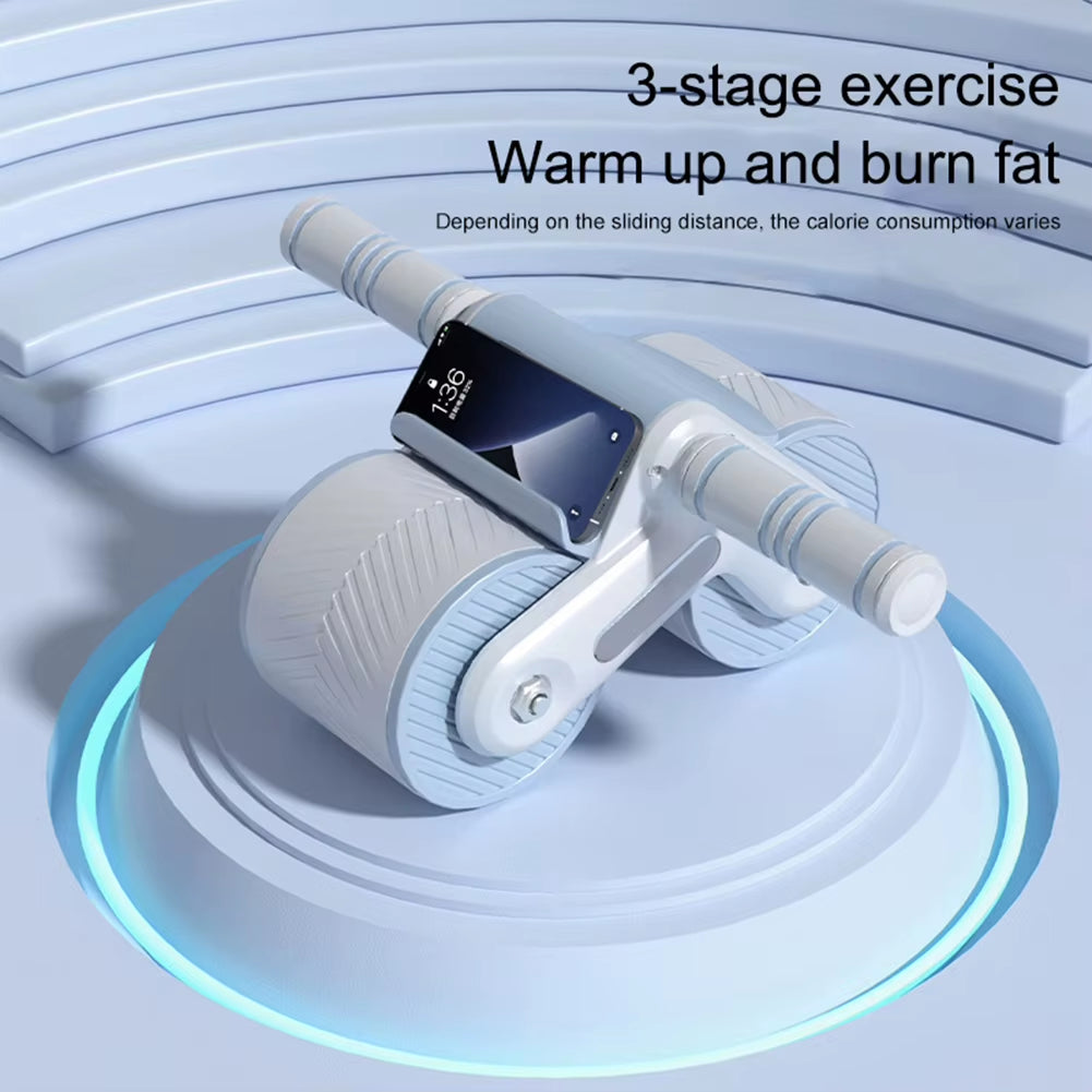 Abdominal Wheel Exerciser Dual Wheel Design Abdominal Trainer Automatic Rebound Anti-Slip Home Gym Fitness Equipment