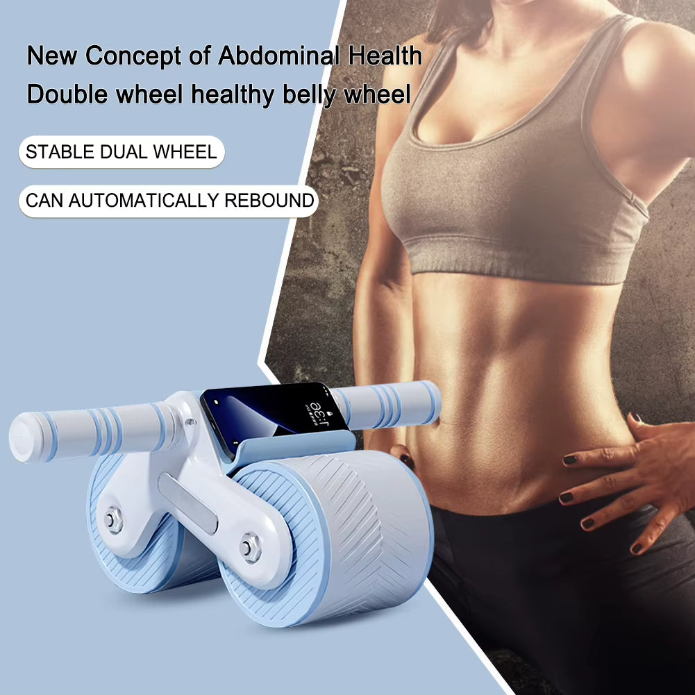 Abdominal Wheel Exerciser Dual Wheel Design Abdominal Trainer Automatic Rebound Anti-Slip Home Gym Fitness Equipment
